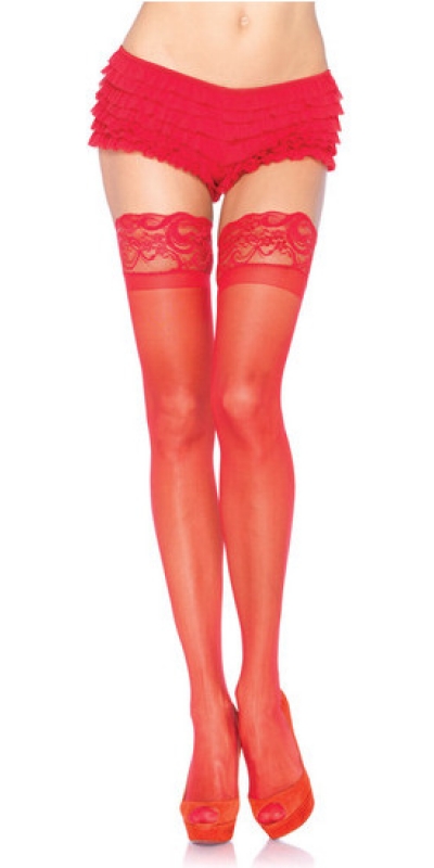 LEG AVENUE WONDERFUL Collant leg avenue rosso con pizzo autoadesivo taglia plus