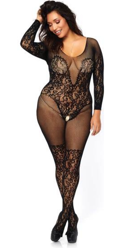 LEG AVENUE SENSUAL Bodystocking grandi in rete e pizzo