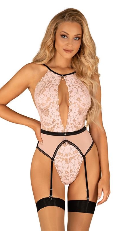 LILINES BODY  Teddy di pizzo rosa e nero sensuale