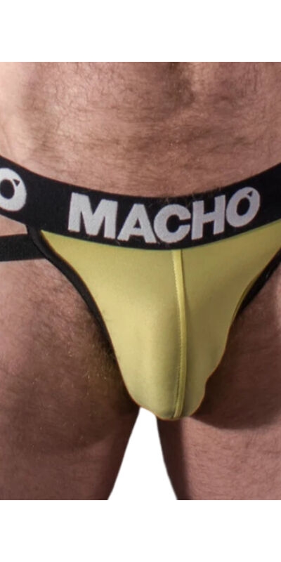 MACHO - MX25A JOCK LYCRA AMARI Intimo maschile giallo in lycra, posteriore scoperto