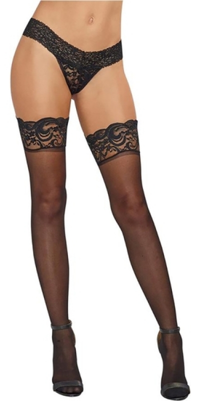 THIGH HIGHS Calze autoreggenti velate nere in pizzo