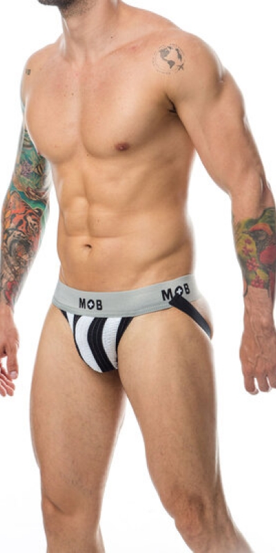 MOB STRIPE CLASSIC JOCK WHITE Sensuale perizoma a righe bianche e nere