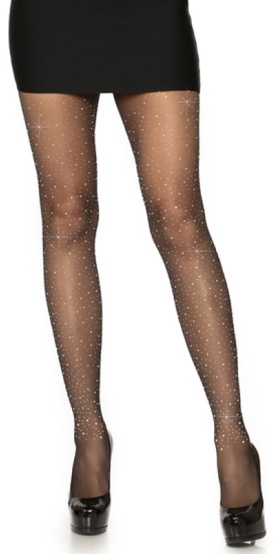 PANTYS DIAMANTE NEGRO Lycra con applicazioni di strass - trasparente