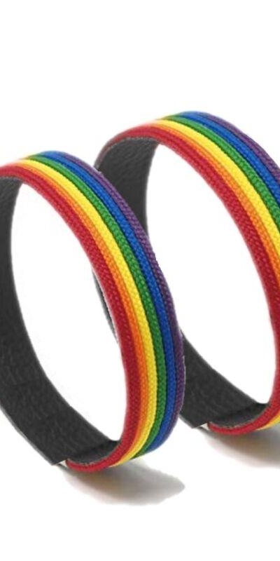 PULSERA DE CUERO NEGRO BANDERA Braccialetto in pelle nera con bandiera lgbt+