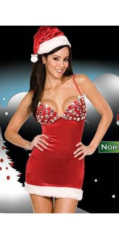 DISFRAZ NAVIDEÑO SENSUAO Sensuale abito natalizio in peluche con anelli sulle forniture