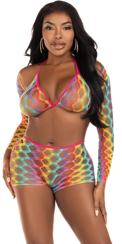 SET TRES PIEZAS MULTICOLOR Set di biancheria intima arcobaleno a tre pezzi