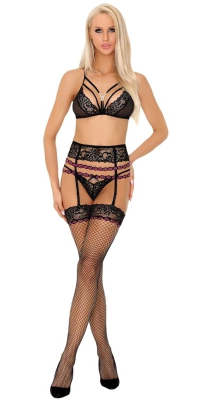 SNEHANA LC 90443 Set di biancheria intima elegante e sensuale, pizzo nero