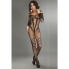 Sexy bodystocking a rete con maniche lunghe e scollo a bateau nero