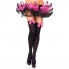 Collant leg avenue nero opaco con fiocco rosa neon