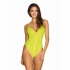 Body giallo neon con zip, taglie s/m e l/xl, flessibile, 90% poliammide, 10% elastan.