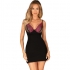 Elegante chemise nera con dettagli di rose