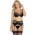 Set di lingerie erotica: reggiseno, tanga, reggicalze