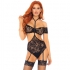 Set di lingerie nera, design floreale, nylon. taglie s/m e m/l.